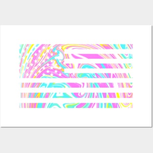 PSYCHEDELIC AMERICAN FLAG Posters and Art
